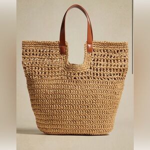 NWT Banana Republic Paper Straw Shopper Tote, color Tobacco